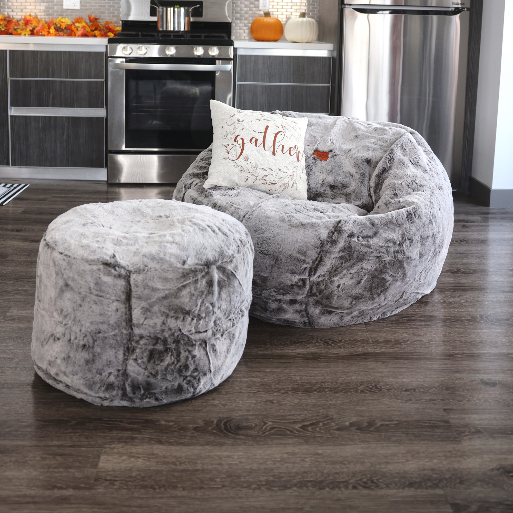 Pouf Footstool - Chinchilla